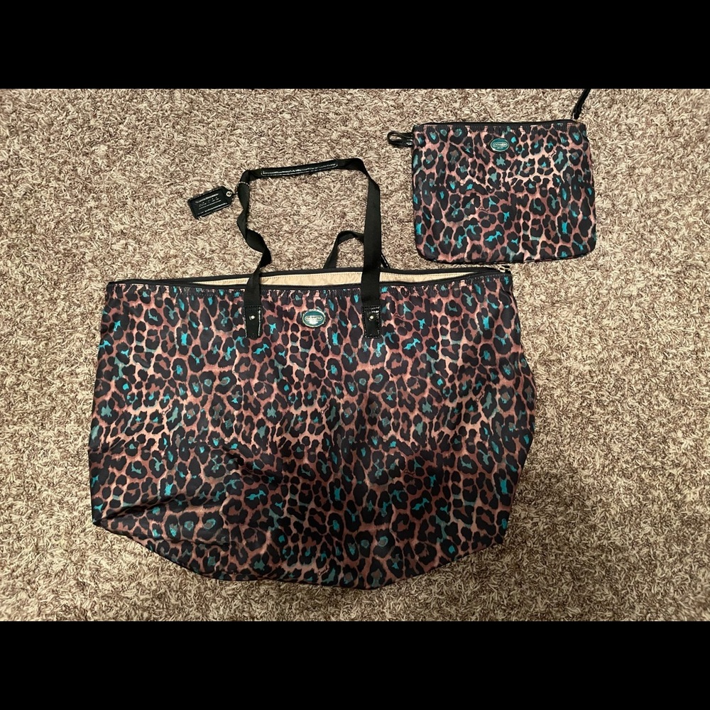Cute BIG Coach tote and mini cheetah print bag.